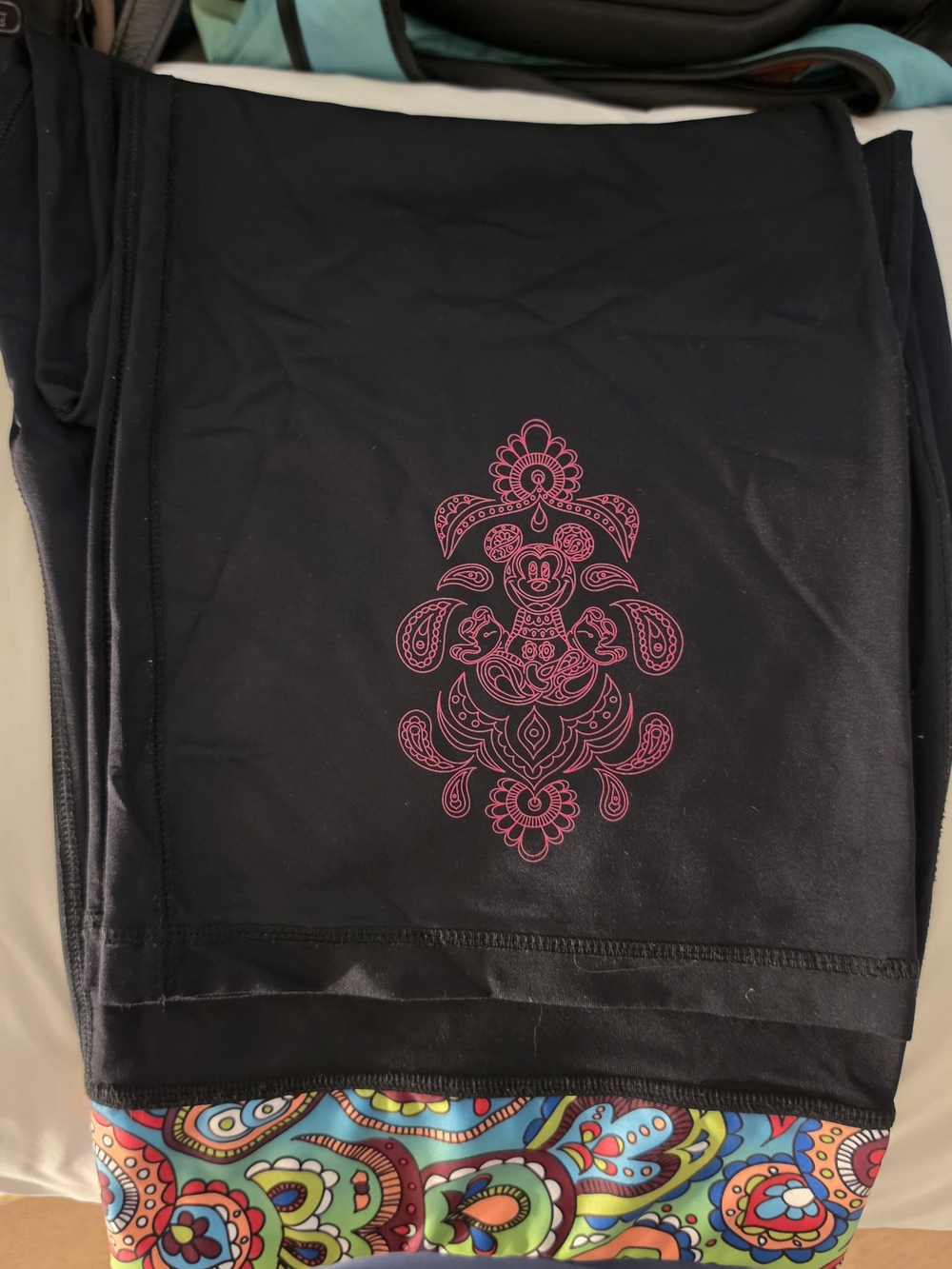 Disney Parks Authentic Mickey Mouse Black Paisley Full Length Pants XXL 2X